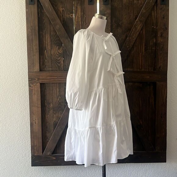 Cinq a Sept Lynn White Cotton Bow Detail Mini Dress - Picture 5 of 14